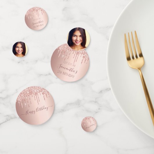 21歳の誕生日パーティーバラ金ゴールドグリッタードリップフォト コンフェッティ (グループ)