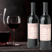 21歳の誕生日パーティーバラ金ゴールドグリッターピンクの星 ワインラベル