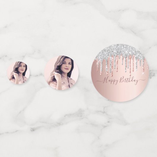 21歳の誕生日パーティーバラ金ゴールドグリッターフォトシルバー コンフェッティ (裏面)