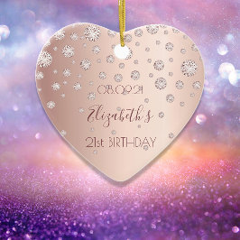 21歳の誕生日パーティーバラ金ゴールドダイヤモンド名 セラミックオーナメント