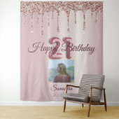 21歳の誕生日パーティーバラ金ゴールドバルーングリッター タペストリー (インサイチュ)