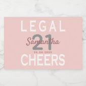 21歳の誕生日パーティーバラ金ゴールドピンク スパークリングワインラベル (シングルラベル)