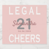 21歳の誕生日パーティーバラ金ゴールド赤面ピンク法的おもしろい スパークリングワインラベル (シングルラベル)