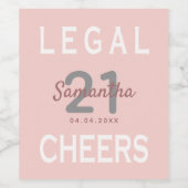 21歳の誕生日パーティーバラ金ゴールド赤面ピンク ワインラベル (シングルラベル)