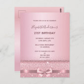 21歳の誕生日パーティーバラ金ゴールド輝く招待 ポストカード (正面/裏面)