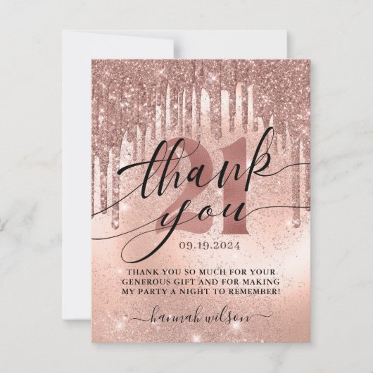 21歳の誕生日パーティーバラ金ゴールド  サンキューカード (正面)