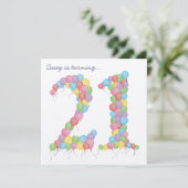21歳の誕生日パーティーバルーンカスタム招待状 招待状 (スタンド正面)