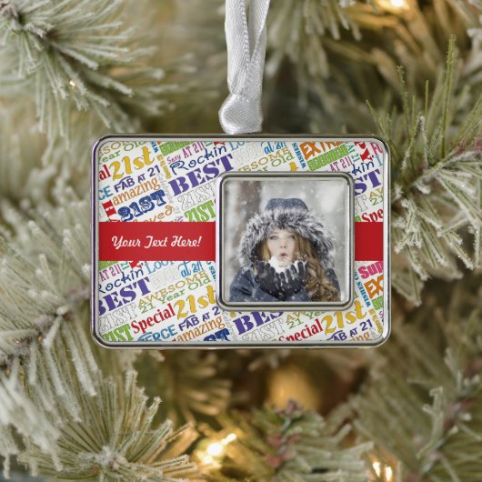 21歳の誕生日パーティーパーソナライズされたプレゼント シルバープレートフレームオーナメント (ツリー)