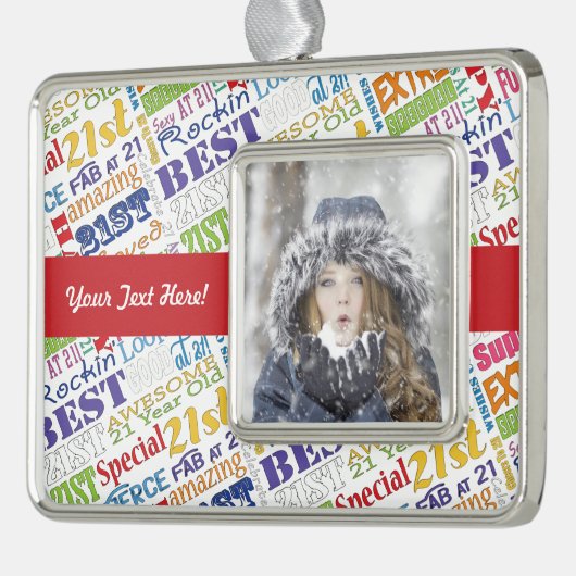 21歳の誕生日パーティーパーソナライズされたプレゼント シルバープレートフレームオーナメント (左)