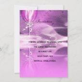 21歳の誕生日パーティーパープルシャンパングラスボウ 招待状 (裏面)