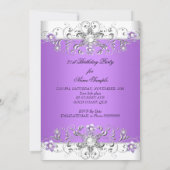 21歳の誕生日パーティーパープルホワイトダイヤモンド 招待状 (裏面)
