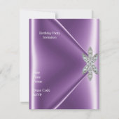 21歳の誕生日パーティーパープルメイブダイヤモンドジュエル 招待状 (裏面)