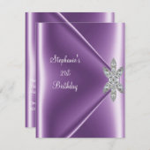 21歳の誕生日パーティーパープルメイブダイヤモンドジュエル 招待状 (正面/裏面)