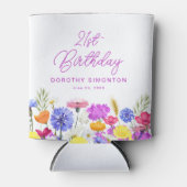 21歳の誕生日パーティーパープルワイルドフラワーカスタム 缶クーラー (正面)