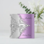 21歳の誕生日パーティーパープル薄紫シルバーホワイト 招待状 (スタンド正面)