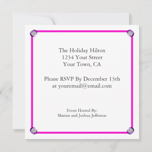 21歳の誕生日パーティーヒョウファンキーディバピンク 招待状 (裏面)