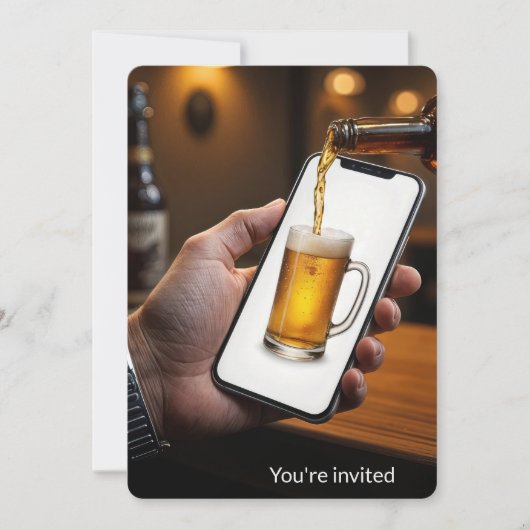 21歳の誕生日パーティービアマグ頭が切れるオン 招待状 (正面)