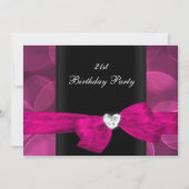 21歳の誕生日パーティーピンクの白黒バブル 招待状 (正面)