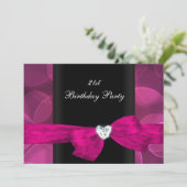 21歳の誕生日パーティーピンクの白黒バブル 招待状 (スタンド正面)