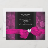 21歳の誕生日パーティーピンクの白黒バブル 招待状 (裏面)