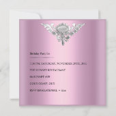 21歳の誕生日パーティーピンクエレガントシルバーホワイト 招待状 (裏面)