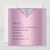 21歳の誕生日パーティーピンクエレガントシルバーホワイト 招待状 (裏面)