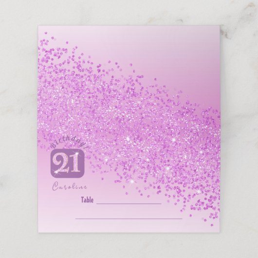 21歳の誕生日パーティーピンクグリッター プレイスカード (外部開封)