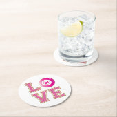 21歳の誕生日パーティーピンクビンゴボールパーソナライズされた ラウンドペーパーコースター (インサイチュ)