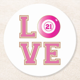 21歳の誕生日パーティーピンクビンゴボールパーソナライズされた ラウンドペーパーコースター