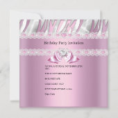 21歳の誕生日パーティーピンクホワイトゼブラダイヤモンド 招待状 (裏面)