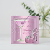 21歳の誕生日パーティーピンクマルチニハイヒールシューズ 招待状 (スタンド正面)