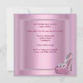 21歳の誕生日パーティーピンクマルチニハイヒールシューズ 招待状 (裏面)