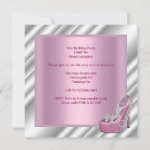 21歳の誕生日パーティーピンクマルチニハイヒールシューズ 招待状 (裏面)