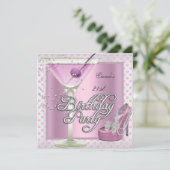 21歳の誕生日パーティーピンクマルチニハイヒールシューズ 招待状 (スタンド正面)