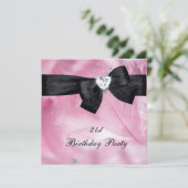 21歳の誕生日パーティーピンク白黒 招待状 (スタンド正面)