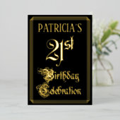 21歳の誕生日パーティーファンシー – スクリプトと名前をカスタムする 箔招待状 (立ち正面)