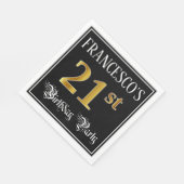 21歳の誕生日パーティーファンシー – スクリプト、フェイク金ゴールド・ルック スタンダードランチョンナプキン (角)