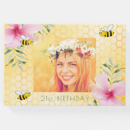21歳の誕生日パーティーフォトハニカムビーピンク ゲストブック