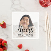 21歳の誕生日パーティーフォトブラックスクリプト応援 スタンダードカクテルナプキン (インサイチュ)