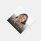 21歳の誕生日パーティーフォト金ゴールドスクリプト応援 スタンダードカクテルナプキン (角)