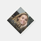 21歳の誕生日パーティーフォト金ゴールドスクリプト応援 スタンダードカクテルナプキン (角)