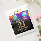 21歳の誕生日パーティーブラックと金ゴールドバルーン フェイバーバッグ (封をした状態)