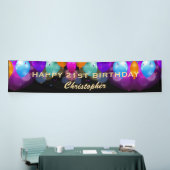 21歳の誕生日パーティーブラックと金ゴールドバルーン 横断幕 (トレードショー)