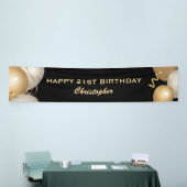 21歳の誕生日パーティーブラックと金ゴールドバルーン 横断幕 (トレードショー)