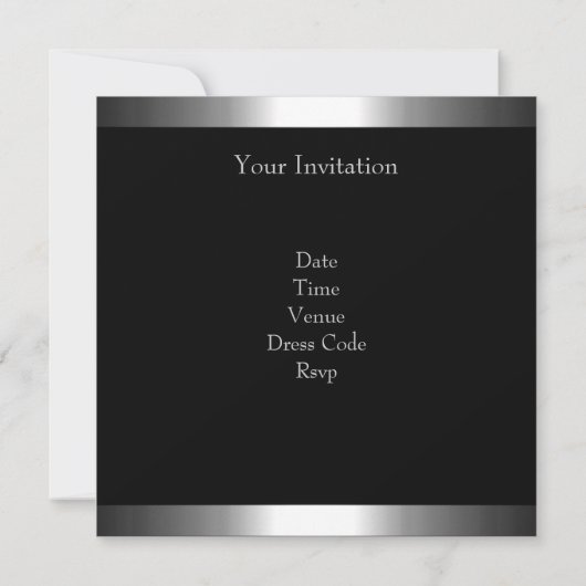 21歳の誕生日パーティーブラックシルバー 招待状 (裏面)