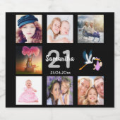 21歳の誕生日パーティーブラック写真集 スパークリングワインラベル (シングルラベル)