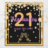 21歳の誕生日パーティーブラック金ゴールドダイヤモンド名 ワインラベル (シングルラベル)