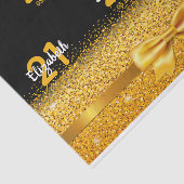 21歳の誕生日パーティーブラック金ゴールドネームボウエレガント 薄葉紙 (詳細)