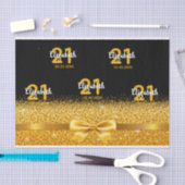 21歳の誕生日パーティーブラック金ゴールドネームボウエレガント 薄葉紙 (クラフト)