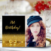 21歳の誕生日パーティーブラック金ゴールドフォトグラム 招待状